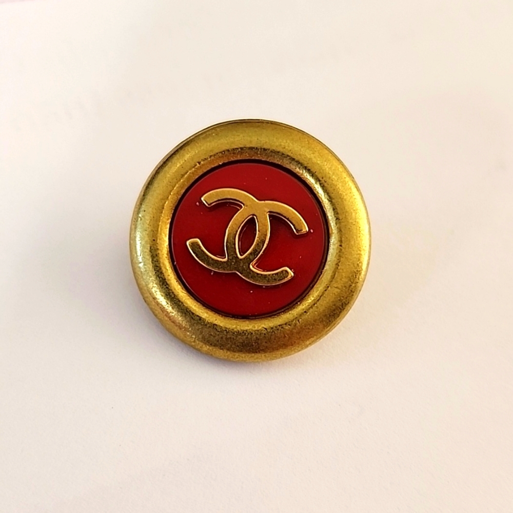 Chanel Gold and Red Button